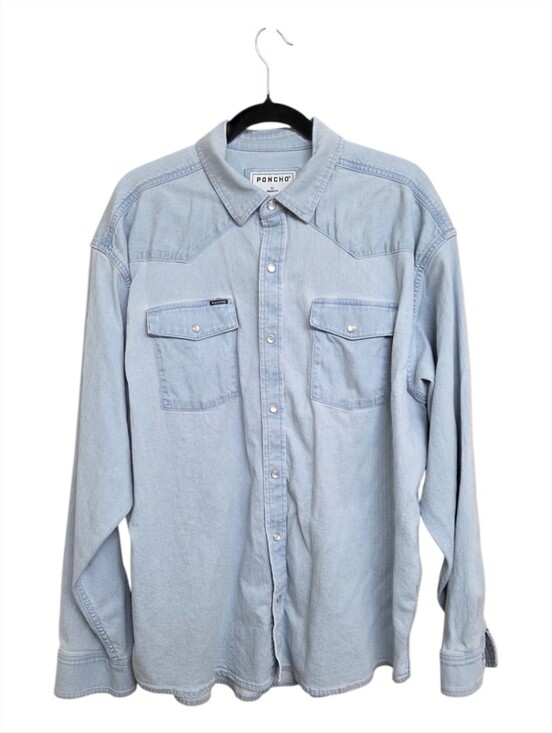 Poncho Other - Poncho Men’s XL Light Wash Denim Western Pearl Snap Shirt Regular Fit